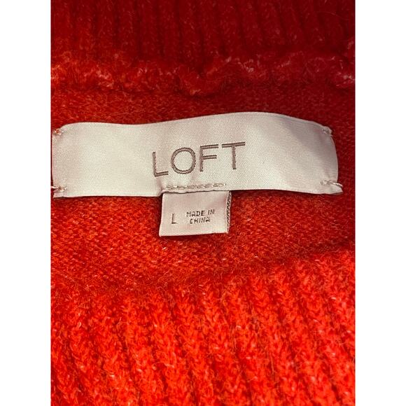 LOFT Rust orange cowl neck knit stretchy sweater LG - Picture 2 of 10
